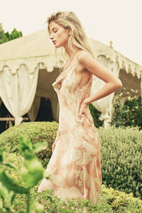 Tropical Beauty Satin Slip Midi Dress