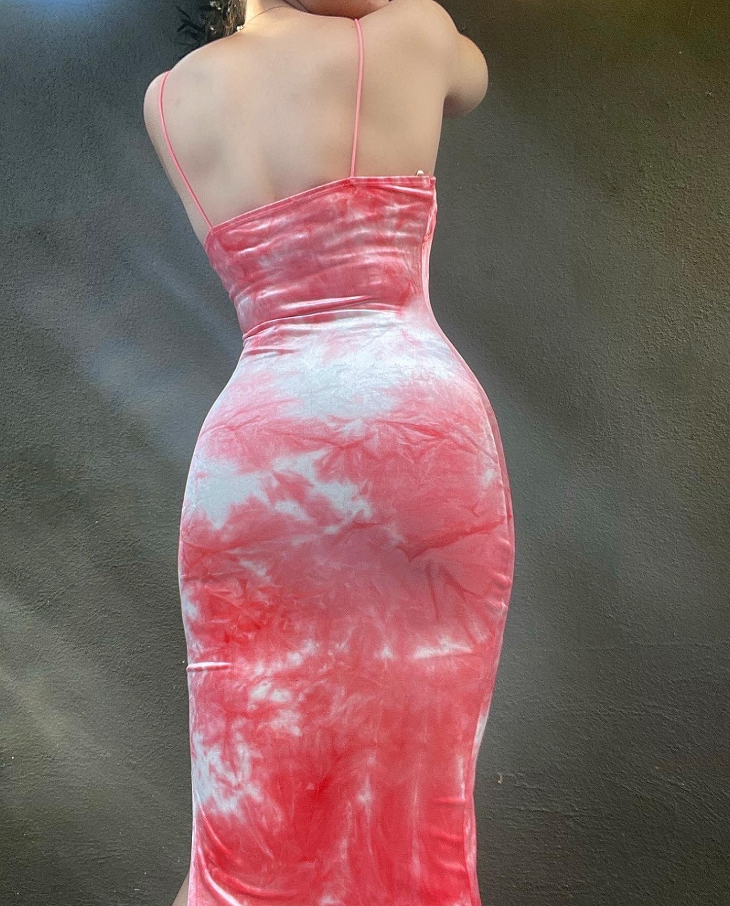 Velvet Coral Tie Dye Maxi Slip Dress