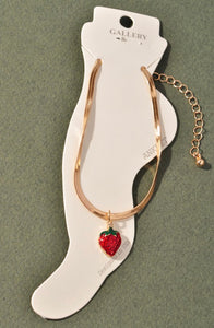 Gold Strawberry Chain Anklet