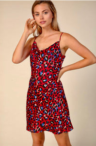 Sexy Satin Leopard Print Mini Dress
